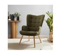 Fauteuil Scandinave - Sicaan - STELLA - Tissu Bouclette - L.67 x P.73,5 x H.102 cm - Kaki