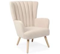 Menzzo Fauteuil scandinave Vidal Tissu Bouclette Beige