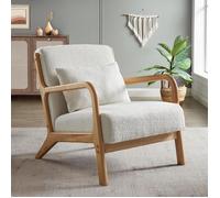 Fauteuil Scandinave Vintage - Sicaan - MARIE - Tissu Bouclette - L.65 x P.84 x H.74 cm - Blanc