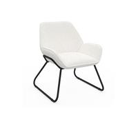 Fauteuil SIXTINE en tissu bouclette et pieds métal noirs