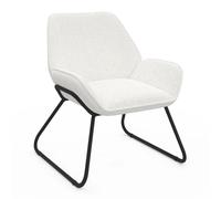 IDMarket - Fauteuil SIXTINE en Tissu Bouclette et Pieds métal Noirs