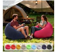 Fauteuil sofa gonflable en velours ultra doux, pouf rond portable avec valve anti-fuite, fond épais confortable pour un canapé d'air de loisirs, convient pour la chambre, le camping, la plage et l'ext