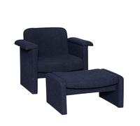 Fauteuil Softy avec Pouf Bleu Foncé