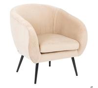 Atmosphera - Fauteuil Solaro en Velours Côtelé - Beige - L 74 x P 70 x H 78 cm - Assise Déhoussable - pour Salon, Chambre