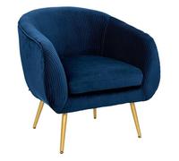 Fauteuil ""Solaro"" velours plissé bleu - Atmosphera createur d'interieur