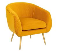Fauteuil ""Solaro"" velours plissé jaune moutarde - Atmosphera createur d'interieur