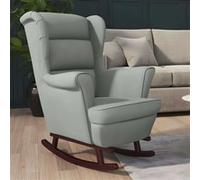 vidaXL Fauteuil à bascule et pieds en bois d'hévéa Gris clair Velours