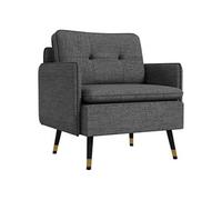 HOMCOM Fauteuil scandinave Dossier capitonné avec Passepoil en Tissu 76 x 68 x 80 cm - Gris et Pieds en métal Noir et doré