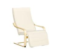 HomCom Fauteuil style nordique – Repose-pied réglable, déhoussable, bois de bouleau, tissu crème