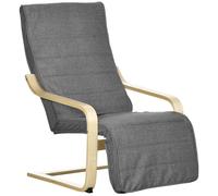 Fauteuil Style Nordique - Repose-Pied Réglable - Déhoussable - Bois De Bouleau Tissu Gris Gris