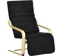 Fauteuil relax - chaise de salon - HOMCOM - repose-pied réglable déhoussable confort repos - bois massif - 94x66,5x100cm - noir