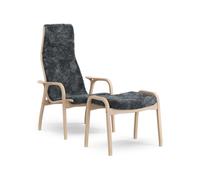 Fauteuil Suédois Lamino avec Repose-pieds Haut en Hêtre Laqué Chêne/anthracite/peau de Mouton