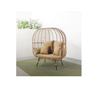 Jane - Fauteuil Sur Pied 2 Place En Résine Effet Rotin Marron