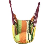 fauteuil suspendu 100cm x 130cm - Balançoire suspendue en corde pour l'intérieur, l'extérieur, le jardin, la terrasse, la véranda, la cour - 2 coussins inclus - poids de charge 150 kg (jaune)