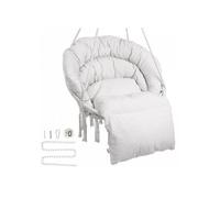 Fauteuil suspendu 150 kg, pivotant macramé, coussin, corde coton, terrasse, jardin, beige