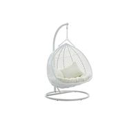 Fauteuil suspendu 2 places en résine tressée - Blanc et coussin beige - VAHINA de MYLIA