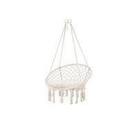 Fauteuil suspendu à franges avec coussin de siège macramé balançoire beige coton 120kg