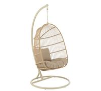 Fauteuil suspendu acier et corde Beige 103x103x195 cm