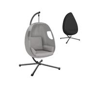 Fauteuil - TECTAKE - Fauteuil suspendu ANIKA acier, intérieur/extérieur, capacité 160kg, coussin , 100x97x201 cm - Gris clair