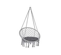 VOUNOT® Fauteuil Suspendu à Franges avec Coussins de Siège Confortables Ø80cm Chaise Balançoires pour Intérieur et Extérieur Siège Suspendu Gris