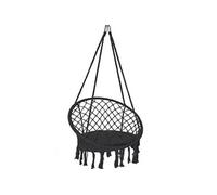 VOUNOT® Fauteuil Suspendu à Franges avec Coussins de Siège Confortables Ø80cm Chaise Balançoires pour Intérieur et Extérieur Siège Suspendu Noir X-Large