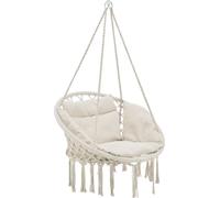 Siège Rond avec Coussin Hamac Kailua avec 4 Cordes d'attache Crème [casa.pro]
