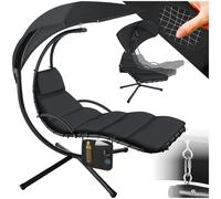 HAMAC - TECTAKE - Fauteuil suspendu ELARIA avec pare - soleil protection UV et poche latérale résistant et stable - Noir