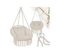 Fauteuil suspendu - TECTAKE - Siège GRAZIA avec rembourrage et pompons décoratifs 80 x 72 x 125 cm - Beige
