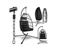 Fauteuil suspendu avec structure très confortable avec grande stabilité capacité 160 kg noir acier revêtu par poudre coussin amovible réglable