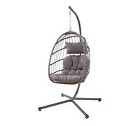 Fauteuil suspendu 'Edeng' avec structure et coussin pour 1 personne 196 x 110 x 95 cm Gris