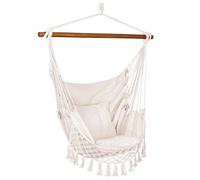 SPRINGOS Siège Suspendu en Tissu avec Barre d'écartement L x l 130 x 100 cm hamac Franges Coussin - balançoire