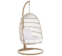 Fauteuil Suspendu Beige avec Coussin et Support Assortis en Métal et Polyester Très Confortable pour Extérieur au Style Bohème Beliani