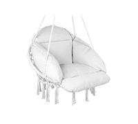 VEVOR Fauteuil suspendu, 120 kg, chaise suspendue pivotante macramé, coussin, matériel de montage, corde en coton, chaise relax à franges, pour chambre, terrasse, jardin, intérieur, extérieur, blanc