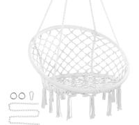 Fauteuil suspendu Chaise suspendue Balançoire suspendue 800x625x1200mm 150kg Blanc - Siège suspendu confortable pour l'intérieur et l'extérieur - Idéal pour le jardin, le balcon et le salon