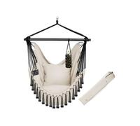 TECTAKE Fauteuil suspendu Coussins d'assise et de dossier extra épais beige beige