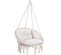 DETEX® Fauteuil suspendu avec coussins crème hamac extérieur chaise suspendue balancelle relax capacité 150 kg fauteuil de lecture