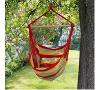 Fauteuil suspendu de jardin - ECD GERMANY - Rouge/vert/jaune - Bois franc - Capacité de charge élevée