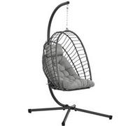 Fauteuil suspendu de jardin pliable avec matelas métal résine gris Gris G