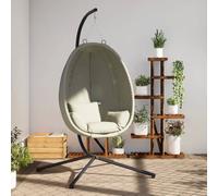 Fauteuil suspendu design oeuf avec support Beige Tissu et acier