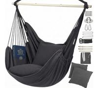 Fauteuil suspendu d'extérieur complet avec 2 coussins et accessoires de montage, fauteuil suspendu extérieur pour balcon, jardin et intérieur, confortable pour lire et se détendre GROWZELT
