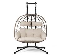 Fauteuil suspendu double en poly rotin Aria Beige