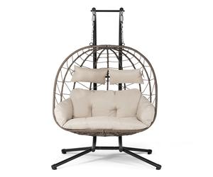Fauteuil suspendu double en poly rotin Aria Beige