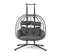 Fauteuil suspendu double en poly rotin Aria Gris