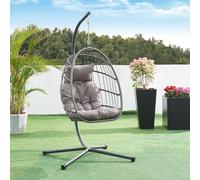 Fauteuil suspendu 'Edeng' avec structure et coussin pour 1 personne 196 x 110 x 95 cm Gris