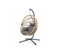 Brasilia fauteuil suspendu effet rotin avec coussin gris