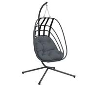 Fauteuil suspendu en forme d'œuf - vidaxl - Anthracite - 104x100x197 cm - Acier - Coussin amovible - Pivotant