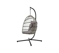 The Home Deco Factory - Fauteuil suspendu Hanoi - Métal et polyester, aérien - Gris