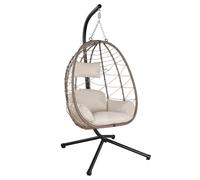Fauteuil suspendu en osier Aria, structure comprise Beige