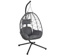 Fauteuil suspendu en osier Aria, structure comprise Gris foncé