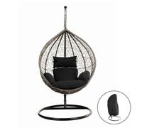 Fauteuil suspendu en polyrattan avec couverture HOME DELUXE CIELO - Noir
